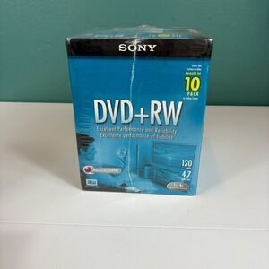 Sony DVD+RW 10 Pack 120 Min‎ 4.7GB Video Cases AccuCORE Rewritable Disc
